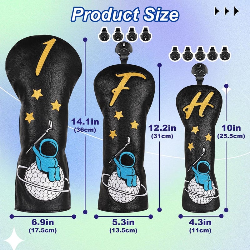 2thpart Astronaut Series Golf Headcovers, Synthetic Leather Golf Head Covers for Driver, Fairway Wood and Hybrid, Golf Putter Covers for Mallet and Blade - Image 5